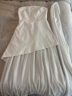 Strapless White Maxi Dress with Scarf